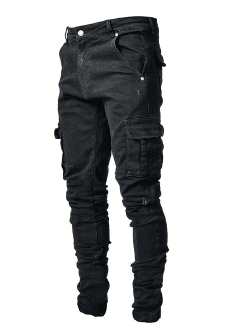 Romwe Vaqueros cargo con bolsillos laterales y solapa para hombre de Street Life, estilo grunge - Quierox - Tienda Online