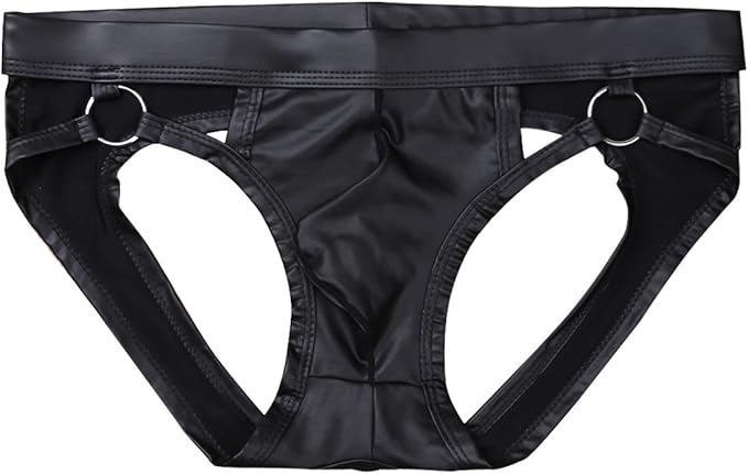 Ropa interior de cuero sintético con tanga y suspensorio abierto para hombre de iEFiEL - Quierox - Tienda Online