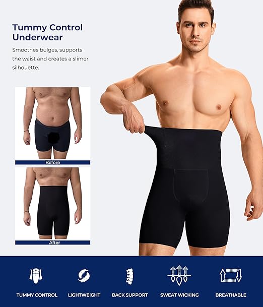 Ropa interior moldeadora para hombre, control de abdomen, pantalones cortos de compresión, moldeador corporal adelgazante - Quierox - Tienda Online