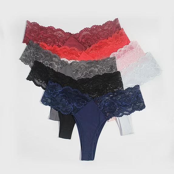 Braguitas de mujer, transpirables, con encaje, forma triangular, con bordado floral