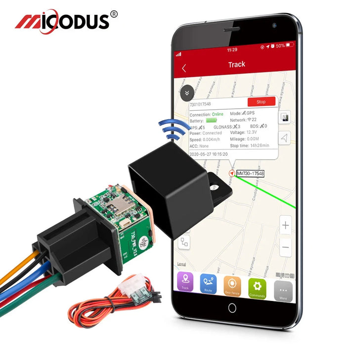 Rastreador GPS MiCODUS MV730 4G para automóvil, relé de 9-90 V