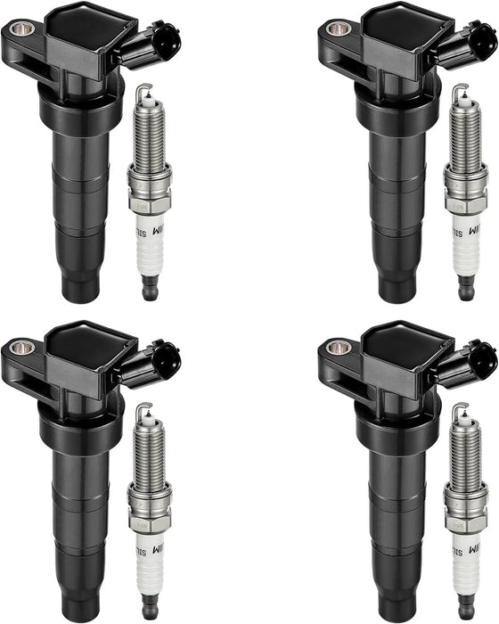 Paquete de 4 bobinas de encendido UF611 y bujía de iridio para Hyundai Sonata 2008-2014