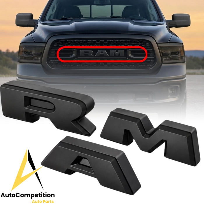 Emblema delantero para parrilla de Dodge Ram 1500 (modelos 2013-2018), solo letras, color negro
