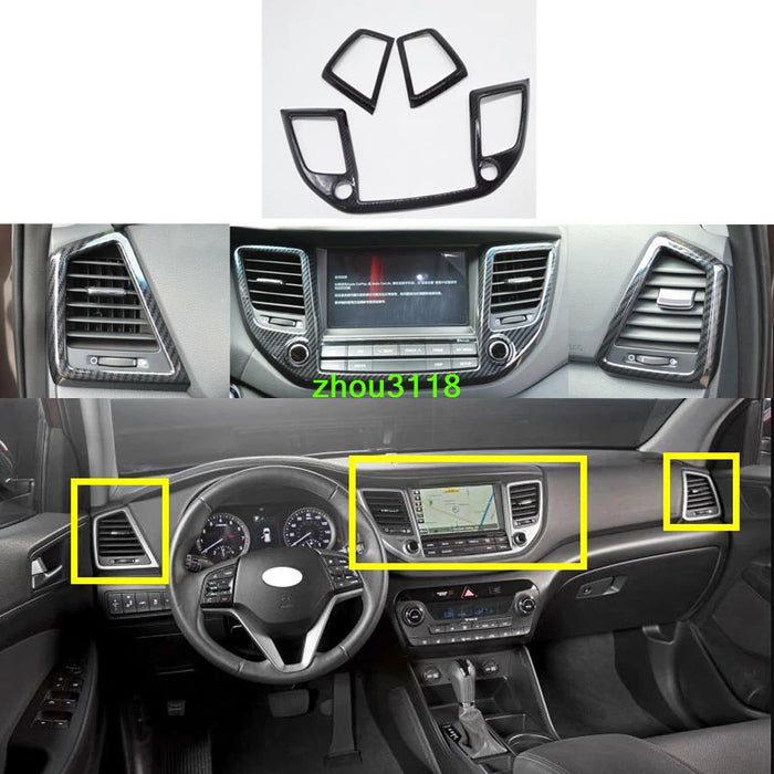 Embellecedor de la salida de aire de la consola central con aspecto de fibra de carbono para Hyundai Tucson 2016-2018