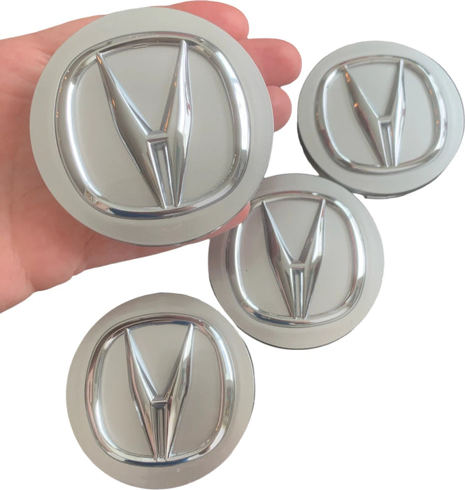 4 tapas centrales de rueda de Acura color gris metalizado 2.75"