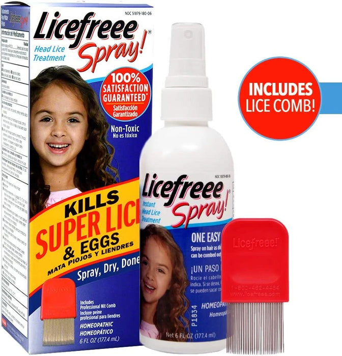 Licefreee Spray, Tratamiento Para Piojos Para Ninos Y Adultos, Incluye Peine.