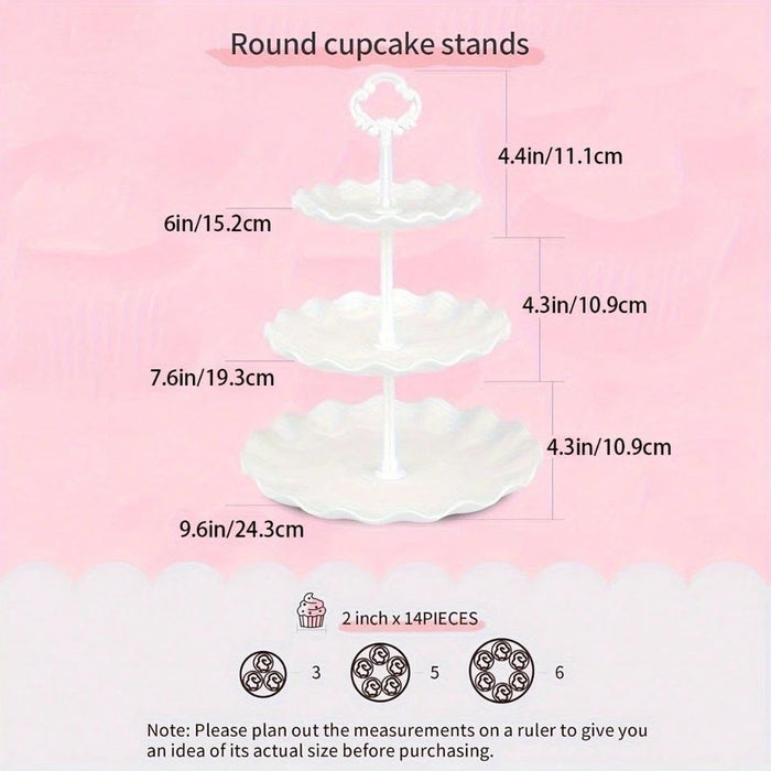 Juego de 10 piezas de soportes para pasteles: 3 soportes dobles, 3 soportes triples para cupcakes y 4 bandejas para aperitivos.
