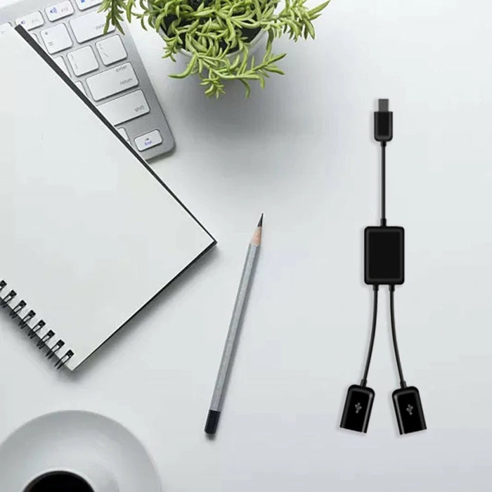 Cable divisor en Y Micro USB / Tipo C a 2 puertos OTG