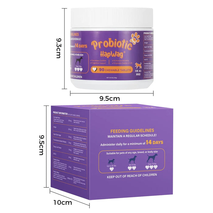 HAPWAG Multivitamínico 8 en 1 Blandos para Perros Probióticos, Apoyo Intestinal e Inmunológico 90 tabletas