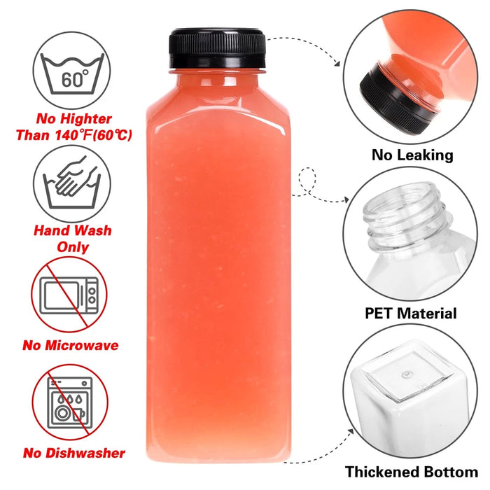 6 botellas de plástico con tapa, transparentes, vacías y reutilizables.