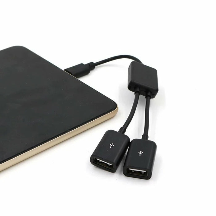 Cable divisor en Y Micro USB / Tipo C a 2 puertos OTG