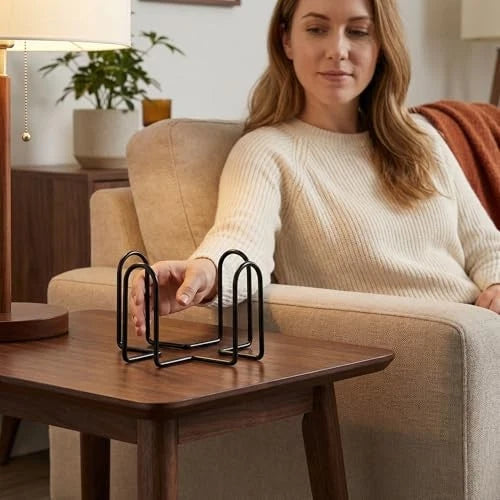 Soporte para posavasos (paquete de 2), estante minimalista de metal negro
