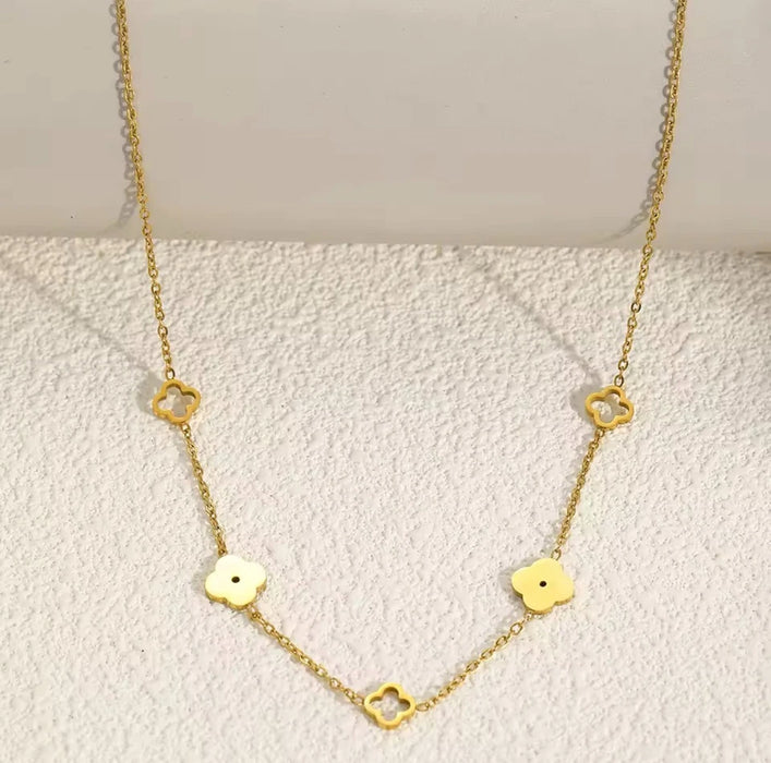 1pcs Collar con colgante de trébol de cuatro hojas, diseño de la suerte