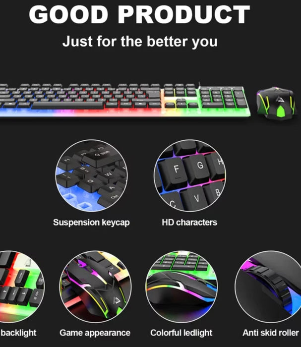 Combo de teclado y ratón para juegos con cable iluminado VODIRK GT100 (estándar)
