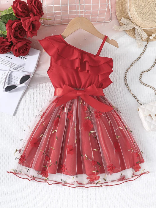 Vestidos Princesa con estampado floral sin mangas para niñas