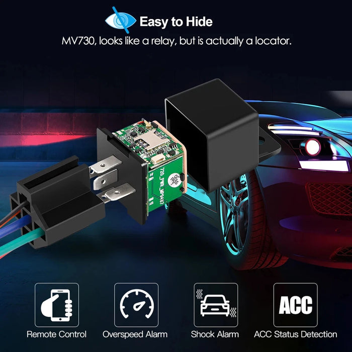 Rastreador GPS MiCODUS MV730 4G para automóvil, relé de 9-90 V