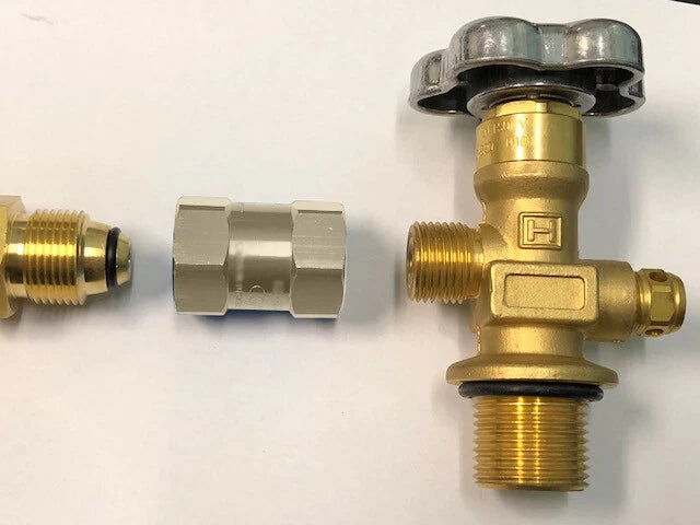 Adaptador CGA-320 a CGA-580 para tanque de CO2 a regulador de nitrogeno de argon