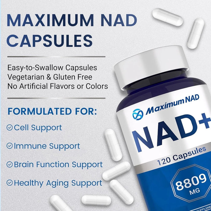 Suplemento NAD+ 120 cápsulas liposomal con resveratrol para energía celular