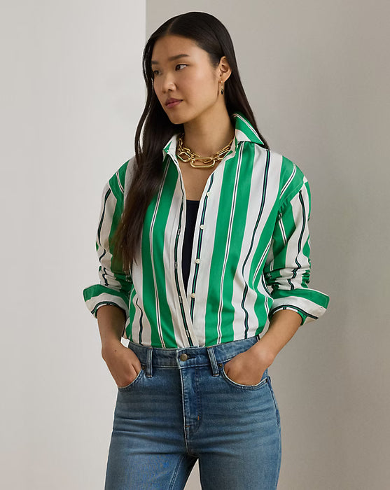 RALPH LAUREN Camisa de paño ancho a rayas de corte relajado