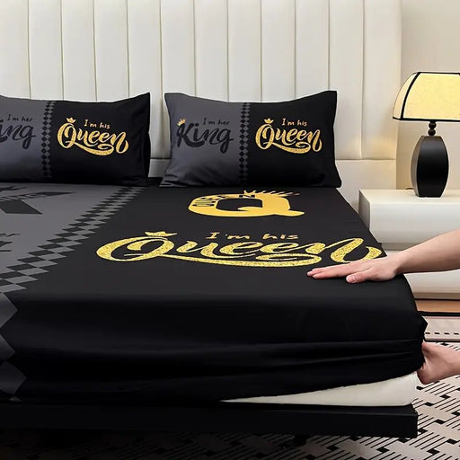 Sábana bajera con estampado de corona de rey y reina tamaño 203*198cm - Quierox - Tienda Online