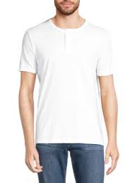 Saks Fifth Avenue Camiseta Henley de manga corta de mezcla triple - Quierox - Tienda Online