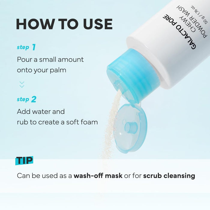 SAM'U Galacto Pore - Jabón en polvo, limpiador facial suave de enzimas y exfoliante - Quierox - Tienda Online