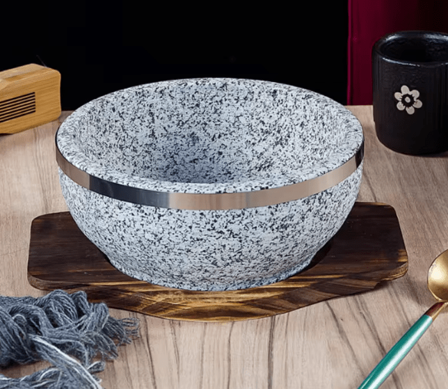 SANCONG Cuenco coreano de piedra Dolo, cuenco de bibimbap de piedra natural con base - Quierox - Tienda Online