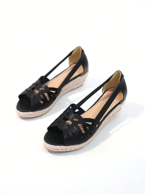 Sandalias de alpargatas huecas para mujer, sandalias de cuña con punta abierta para vacaciones - Quierox - Tienda Online