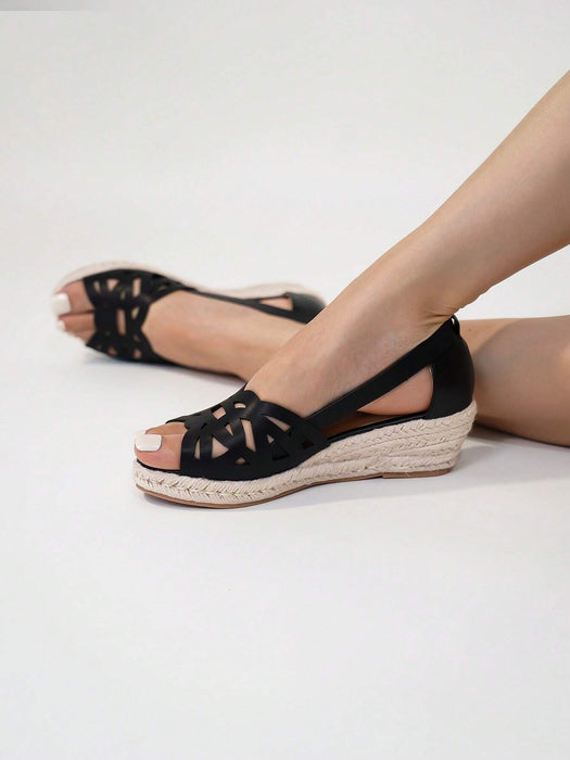 Sandalias de alpargatas huecas para mujer, sandalias de cuña con punta abierta para vacaciones - Quierox - Tienda Online