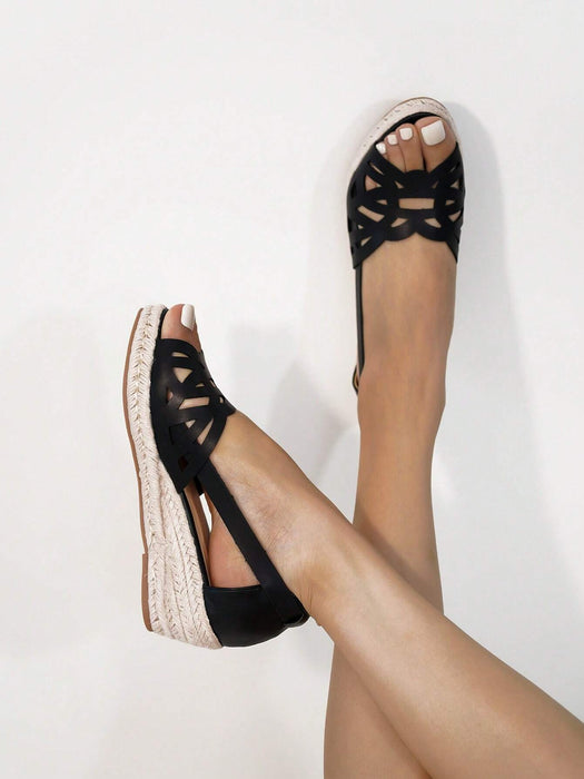 Sandalias de alpargatas huecas para mujer, sandalias de cuña con punta abierta para vacaciones - Quierox - Tienda Online