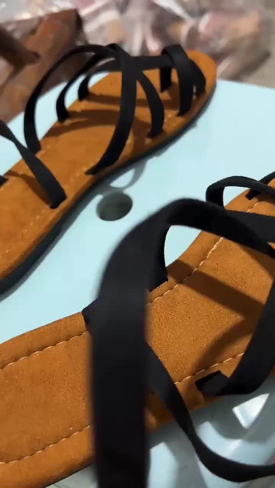 Sandalias de cuero Gladiator: zapatillas de verano trenzadas con trenzas para mujeres con bucle de gancho ajustable - Quierox - Tienda Online