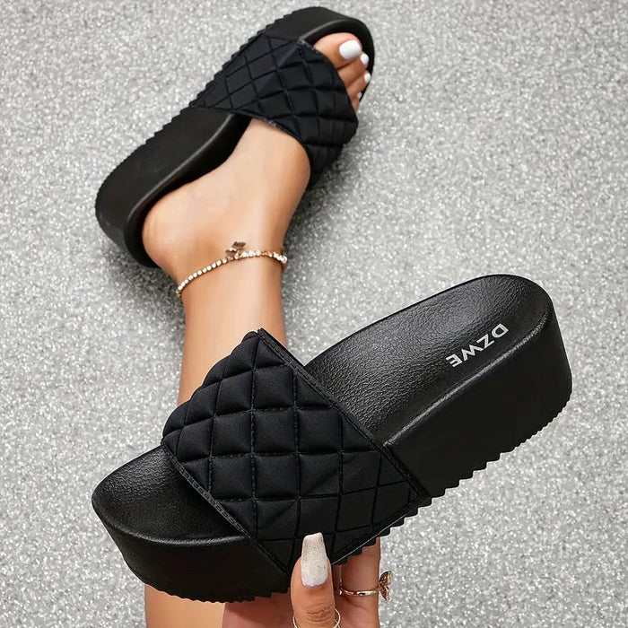 Sandalias de plataforma con estampado de cuadros para mujeres - Quierox - Tienda Online