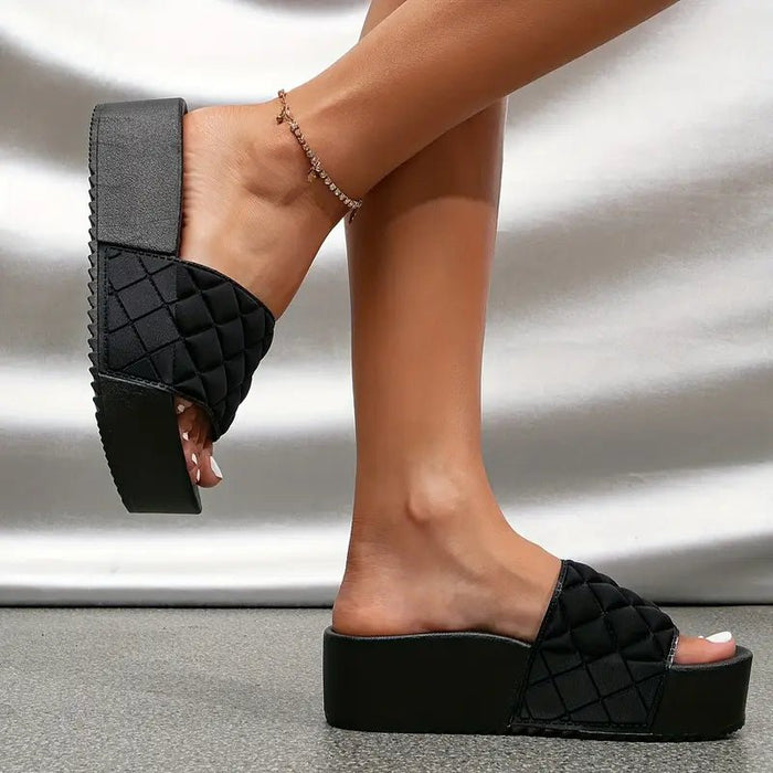 Sandalias de plataforma con estampado de cuadros para mujeres - Quierox - Tienda Online