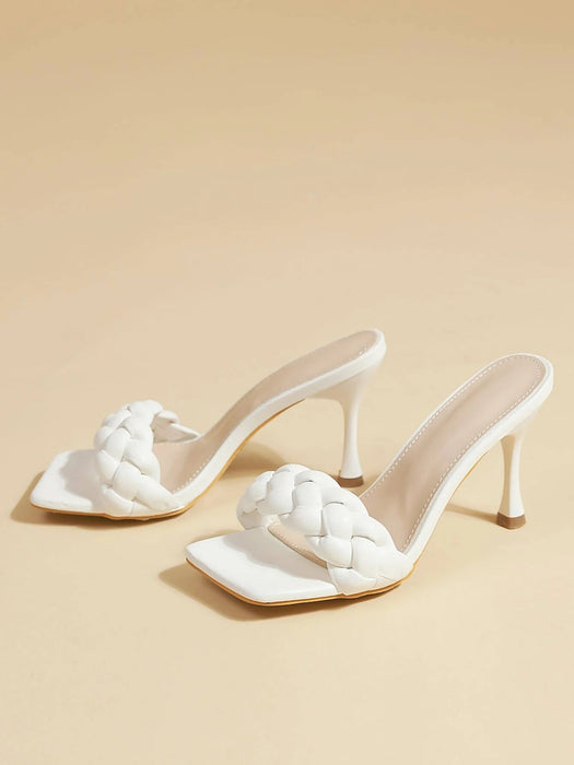 Sandalias de tacón piramidal con tiras tejidas para mujer, de moda para verano - Quierox - Tienda Online