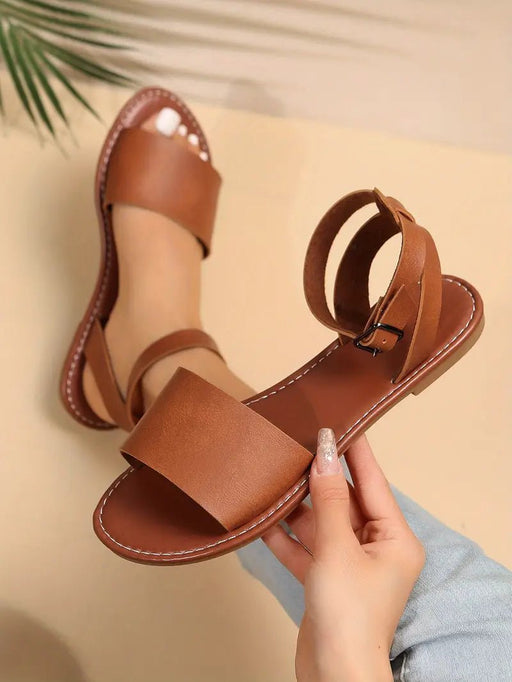 Sandalias de verano para mujer con broche de metal y punta redonda - Quierox - Tienda Online