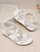 Sandalias planas blancas para niñas con decoración de perlas brillantes y mariposas - Quierox - Tienda Online