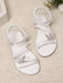 Sandalias planas blancas para niñas con decoración de perlas brillantes y mariposas - Quierox - Tienda Online