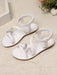 Sandalias planas blancas para niñas con decoración de perlas brillantes y mariposas - Quierox - Tienda Online