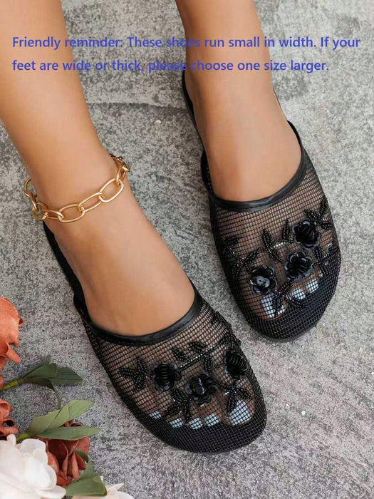 Sandalias planas de playa hechas a mano con cuentas y decoración floral, para mujer - Quierox - Tienda Online