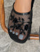 Sandalias planas de playa hechas a mano con cuentas y decoración floral, para mujer - Quierox - Tienda Online
