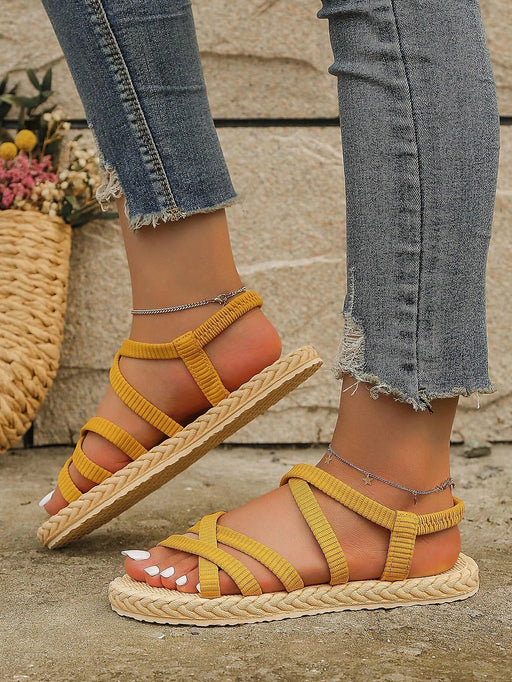 Sandalias planas de tela cruzada con tira trasera para vacaciones - Quierox - Tienda Online