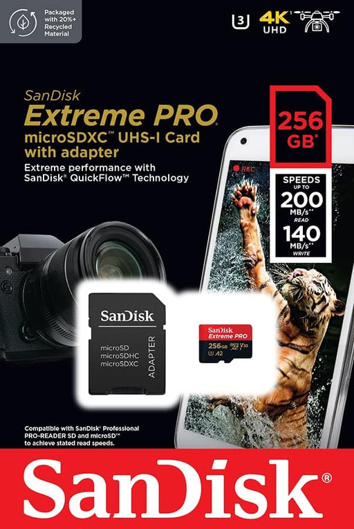 SanDisk Tarjeta Extreme PRO® microSD™ UHS-I de 256 GB con adaptador - Quierox - Tienda Online