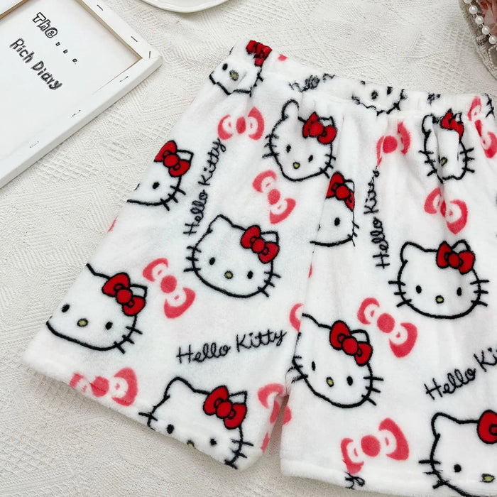 Sanrio Hello Kitty pantalones de pijama Anime polar doble tela elástica pantalones suaves - Quierox - Tienda Online
