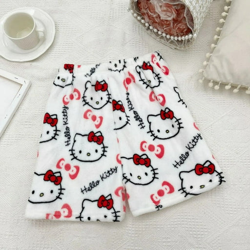 Sanrio Hello Kitty pantalones de pijama Anime polar doble tela elástica pantalones suaves - Quierox - Tienda Online