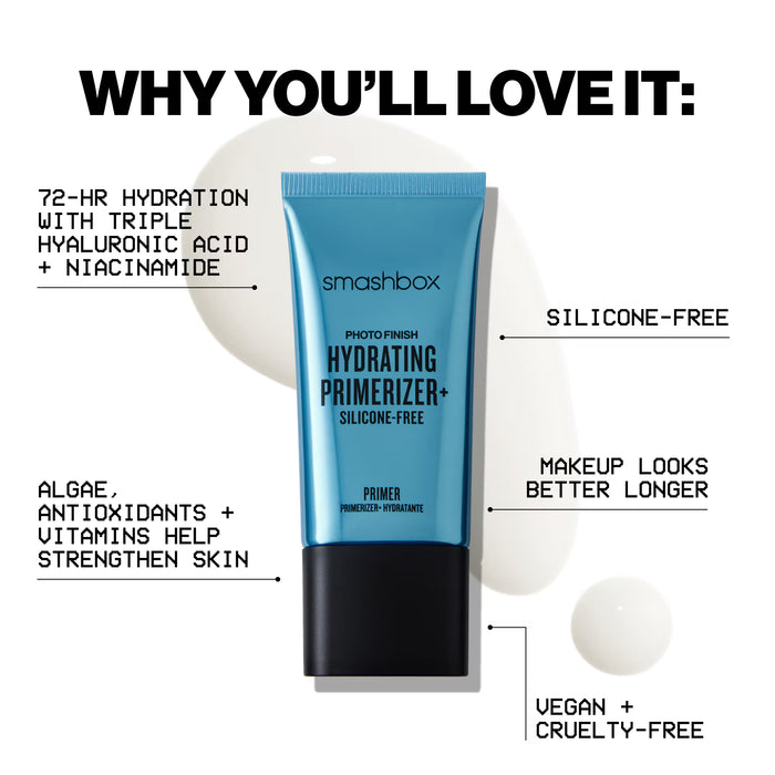 SMASHBOX Photo Finish Primerizer+ Prebase hidratante con triple ácido hialurónico, 30ml