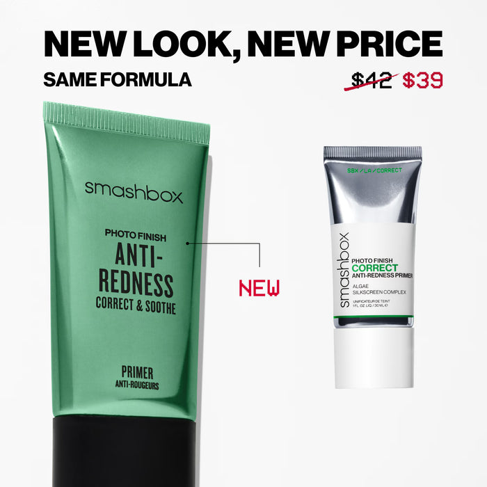 SMASHBOX Prebase correctora antienrojecimiento Photo Finish con rosa, algas y champiñones 30ml