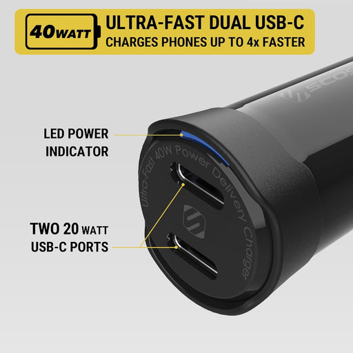 Scosche CPDCC40M PowerVolt - Cargador de coche USB-C de 40 W, de doble puerto - Quierox - Tienda Online