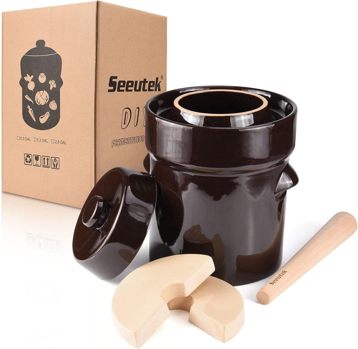 Seeutek Fermentation - Tarro de fermentación de 2 litros/0.5 galones, olla de cerámica - Quierox - Tienda Online
