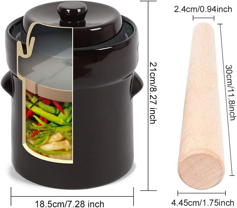 Seeutek Fermentation - Tarro de fermentación de 2 litros/0.5 galones, olla de cerámica - Quierox - Tienda Online