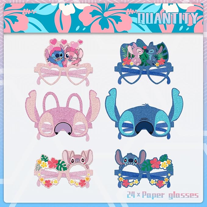 SEJAS 24 de papel de Lilo para fiestas, máscaras de cumpleaños, recuerdos de fiesta - Quierox - Tienda Online